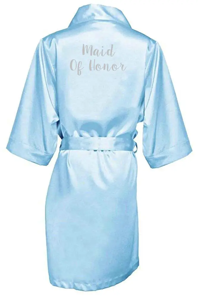 blue maid of honor Owiter мятный халат подружки невесты мать сестра невесты свадебный подарок халат кимоно атласные халаты Подружка невесты пижамы - Цвет: blue maid of honor