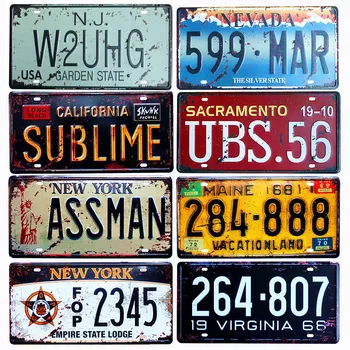 

USA NEW YORK 125 Metal Tin Signs Car Number License Retro Home Decor For Bar Cafe Garage Wall Painting Plate 30x15cm