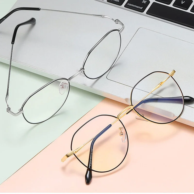 Metal Round Anti Blue Light Glasses Women Men Classic Square Eyeglasses Frames Transparent Computer Glasses Oculos Feminino