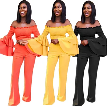 

SZMALL Newest 2020 Women Long Sleeve Tops Wide Leg Pants Autumn Female Fashion 2PCS Clothes Set