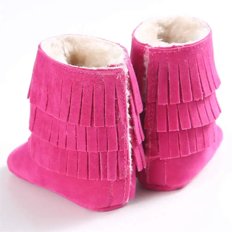 Обувь для новорожденных девочек с кисточками; цвета на мягкой нескользящей подошве; Теплая обувь для малышей; Мокасины