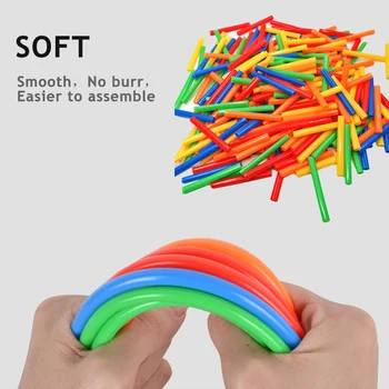 

4D Straw Soft Building Blocks DIY Plastic Assembled Blocks Toy Straw Inserted Construction Toy Colorful Educational Kids Gift