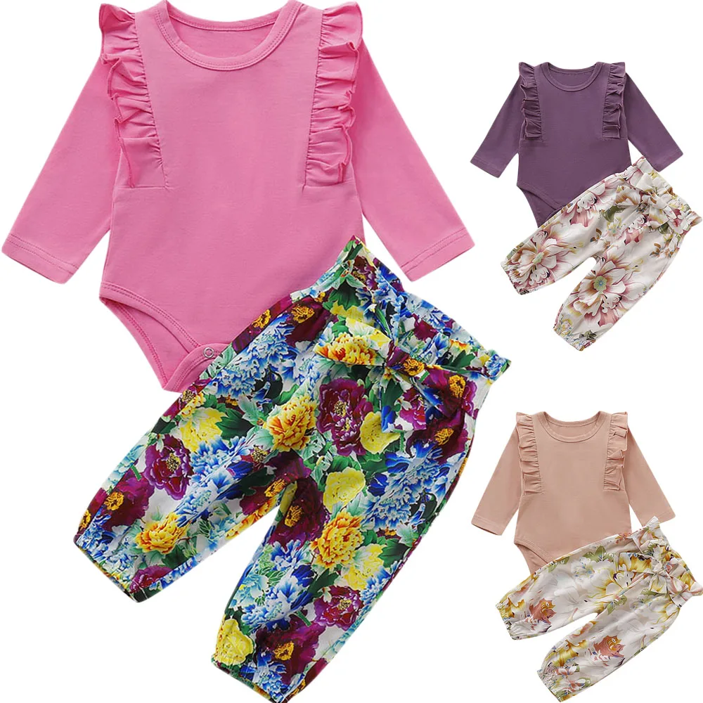 Pudcoco/2019 Милая Одежда для новорожденных девочек модный комбинезон с длинными рукавами для маленьких девочек, боди, длинные штаны, комплект