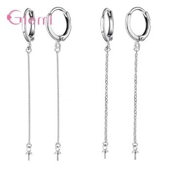 

Long Chain DIY Earrings Hoop Handmade Jewelry Making Accessories 925 Sterling Silver Fashion Design Dangle Earrings
