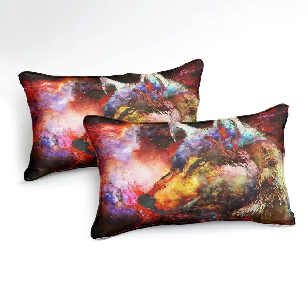 Wolf Duvet Cover Set Boho colorful animals Printed Bedding set Ultra soft Microfiber 3-Pieces Home textiles