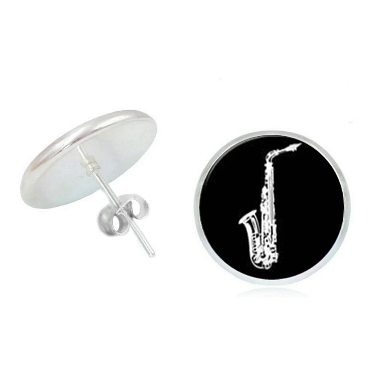 2020 New Romantic Girl Fashion Charm Musical Instrument Piano Drum Music Note Glass Convex Earrings Ladies Jewelry | Украшения и