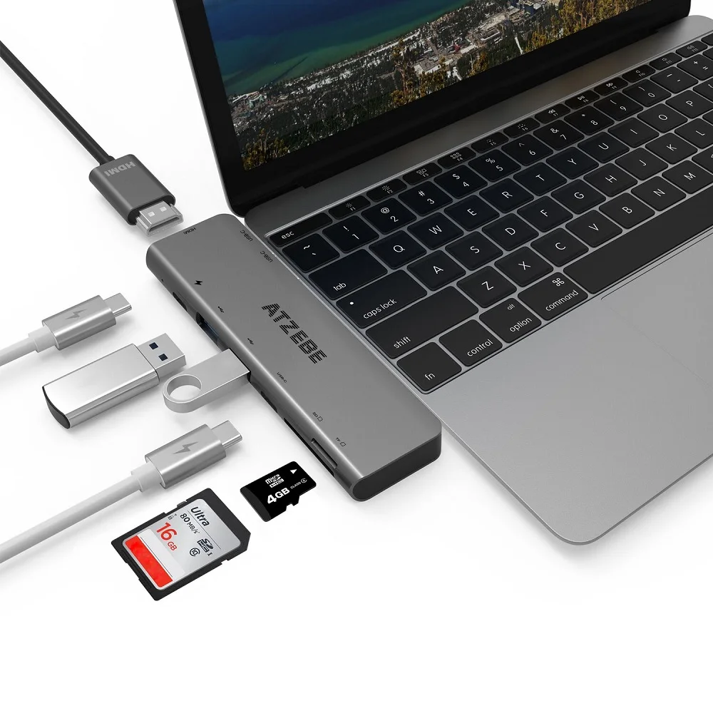 

USB 3.1 Type-C Hub To HDMI Adapter 4K Thunderbolt 3 USB C Hub with Hub 3.0 TF SD Reader Slot PD for MacBook Pro/Air 2018/2019