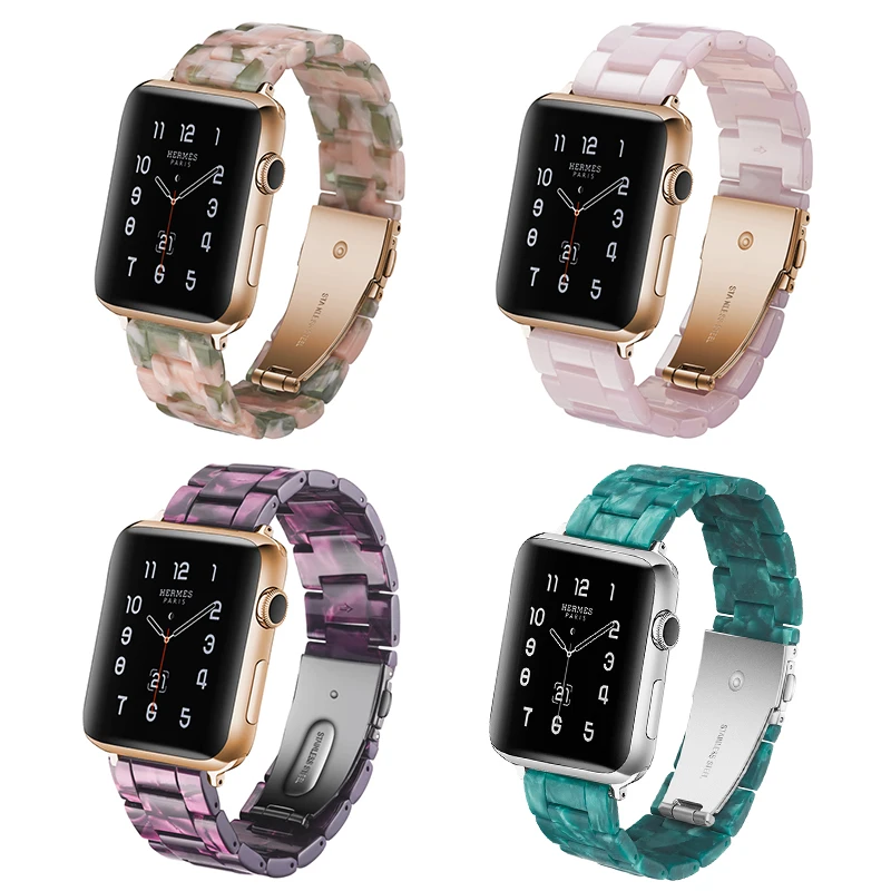 Ремешок из итальянской смолы для APPLE Watch 5 4 3 44 мм/42 мм браслет Iwatch 40 38 керамический