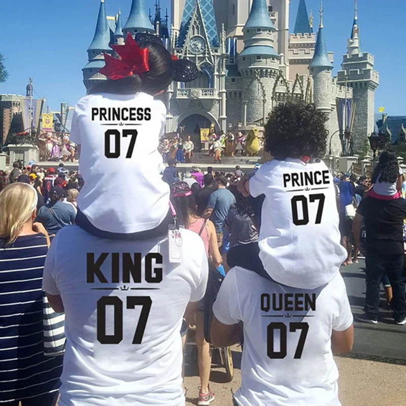 

Christmas Parent-child Suit Hip-hop King01 Queen01 Parent-child Outfit Lovers T-shirts with Short Sleeves Men's Cotton T-shirt