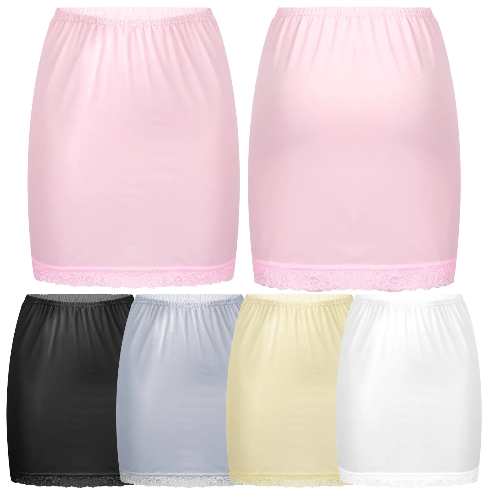Women Girls High Waist Petticoat Sexy Lace Floral Edge Underskirt A Line Half Slip Dress Skirt Femme Commuter Office Underskirts