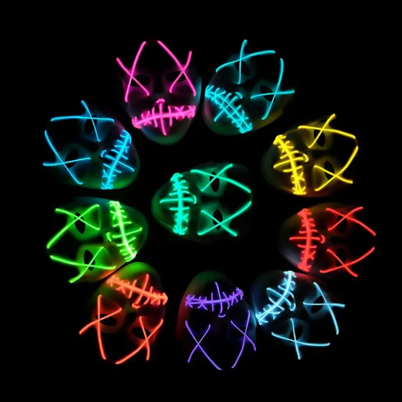 

Halloween LED Mask Light Up Masks Election Mascara Costume Party Masks Light Up Masks Glow In Dark Festival Cosplay Party
