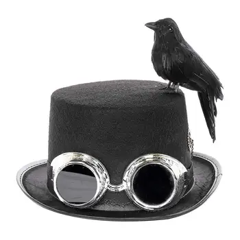 

Magician's Hat Crow Stand Cosplay Crow Hat Retro Gothic Steampunk Hats For Halloween Cosplay Party Cap Props