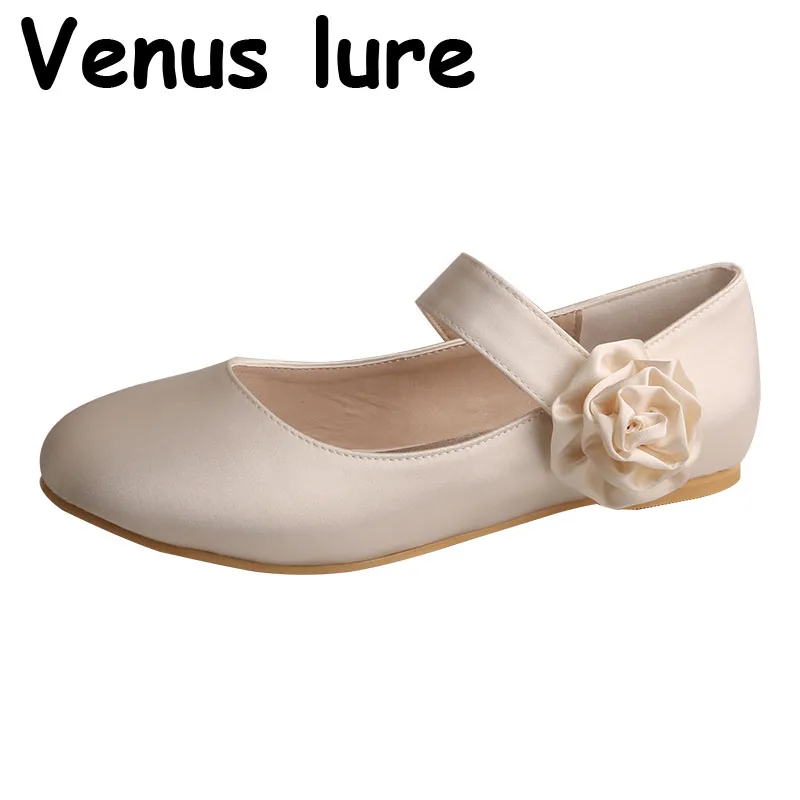 

Custom Handmade Womens Ballet Flats Wedding Ivory Mary Jane Round Toe Size 9