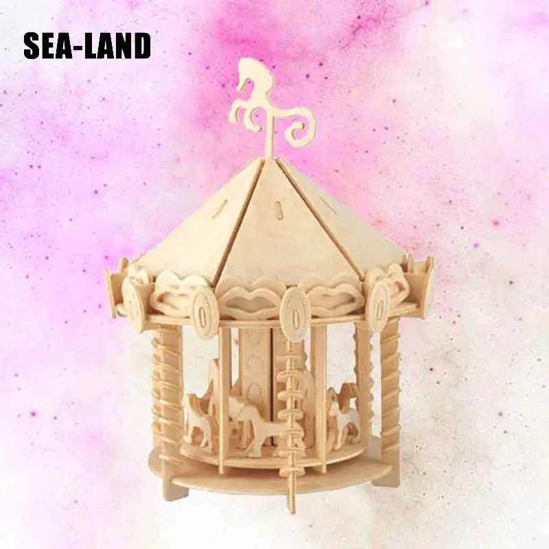 

Educational Toy 3D Wooden Toy Amusement Park Model Montessori Toys Puzzle For Adults Children 3D Wood IQ Toy Gift For Children