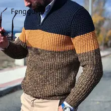 Stripe Men Sweater Winter Turtleneck Christmas Pullover Oversize 4XL Casual Basic Knitwear Man Clothes 2020 Fashion Brand Jumper