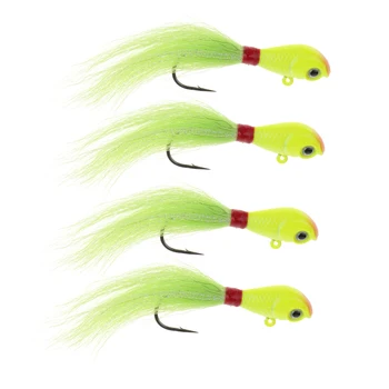 

4x Carp Head Bait Bucktail Jigs Jigging Lure Saltwater Fishing Lures Yellow