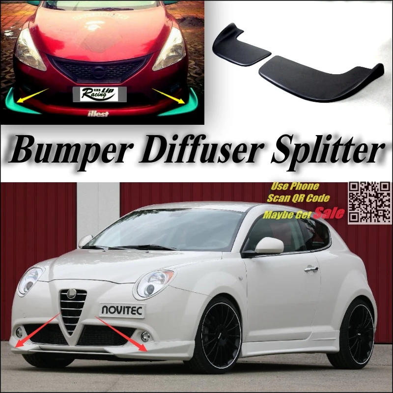 Car Splitter Diffuser Bumper Canard Lip For Alfa MiTo AR Furiosa Tuning Body Kit / Car Front Deflector Fin Chin Decline Body