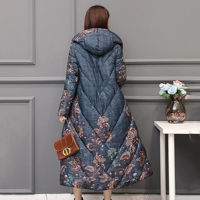 Chinese Style Women's Winter Down Jacket X-long