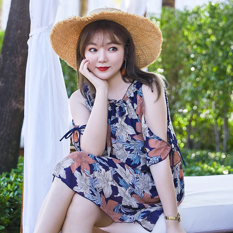 

New Style Large Size Bathing Suit Women's 2019 Sexy Bikini Large Bust Push up Large Cup Split Type Three-piece Set Swimwear
