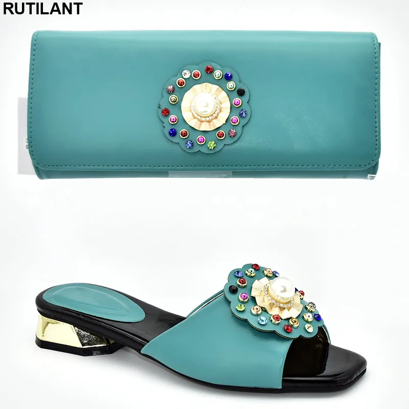 

New Arrival Italian Shoes with Matching Bags Set Decorated with Rhinestone Women Shoes and Bags To Match Set Italy Party Pumps