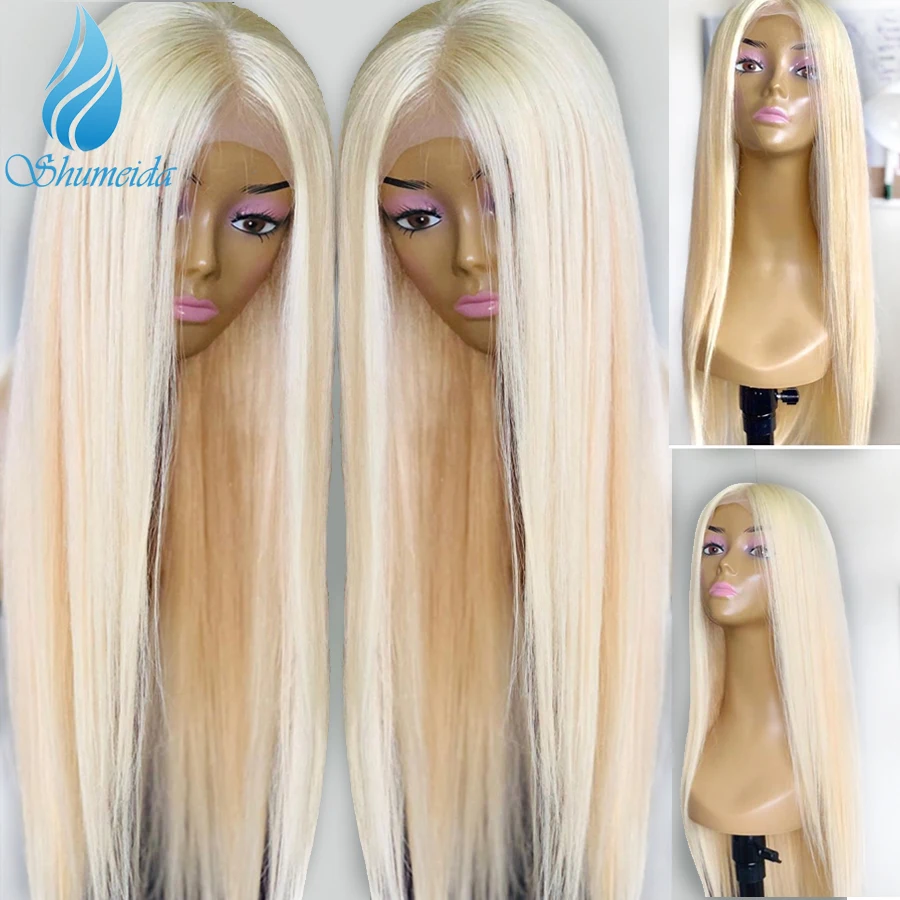 

SHD 13*3 Brazilian Blonde Lace Front Human Hair Wig 613 Color Wigs With Baby Hair Bleached Knots Long Straight Hair Wigs 180%