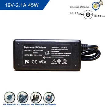 

19V 2.1A For ASUS Eee PC Laptop AC Power Cord Adapter Supply Charger Converter 45W For ASUS 2.3mmx0.7mm 1005HA 1005HA-A 1005HA-B