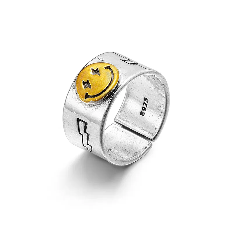 Anillos con cara sonriente para mujer y hombre, joyería Vintage Punk, abalorios bohemios, anillos de nudillo antiguo, regalo de fiesta