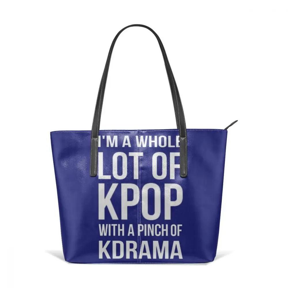 Kpop/много сумок, много KPOP, красный топ-ручка, сумки для подростков, трендовая кожаная сумка-тоут с узором, большая емкость, женские сумки - Цвет: A LOT OF KPOP BLUE