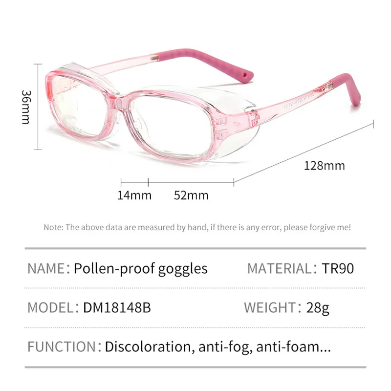Kids Moisturizing Goggles PC Lens TR90 Eyeglasses Anti Dust Windproof for Boy and Girl Anti-Pollen Blue Light Blocking Glasses