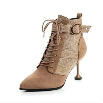 

Small boots women 2019 new autumn shoes women's shoes high-heeled women's fine with pointed toe with women