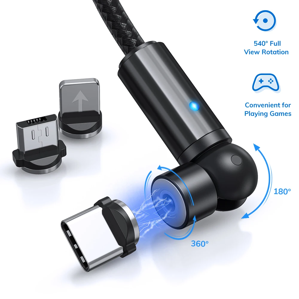 

Magnetic Cable Micro USB Type C Fast Charging Phone Magnet Charger For iPhone 11 Pro X Max 7 8 Plus Samsung Xiaomi 540º Charging