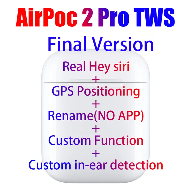 Final Version AirPoc 2 Pro AI Bluetooth Earphones Real siri/GPS Positioning/Rename/Custom function/Smart Sensor Wireless Headset