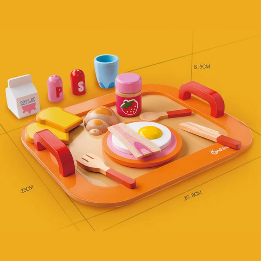 Имитация деревянного завтрака сандвич молоко ролевые игры модель детей развивающая манипулятивная способность труда обучающая игрушка