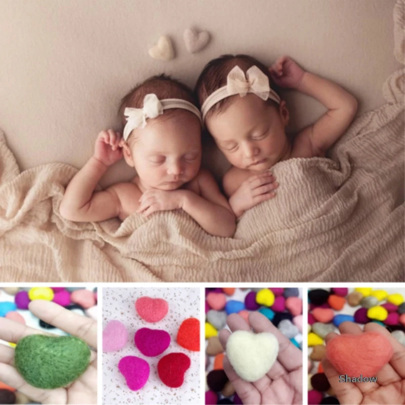 Newborn Photography Props Mini Photo Decorations Colorful Felt Heart Infant Shooting Accessorie Sweet Prop New Type | Мать и ребенок