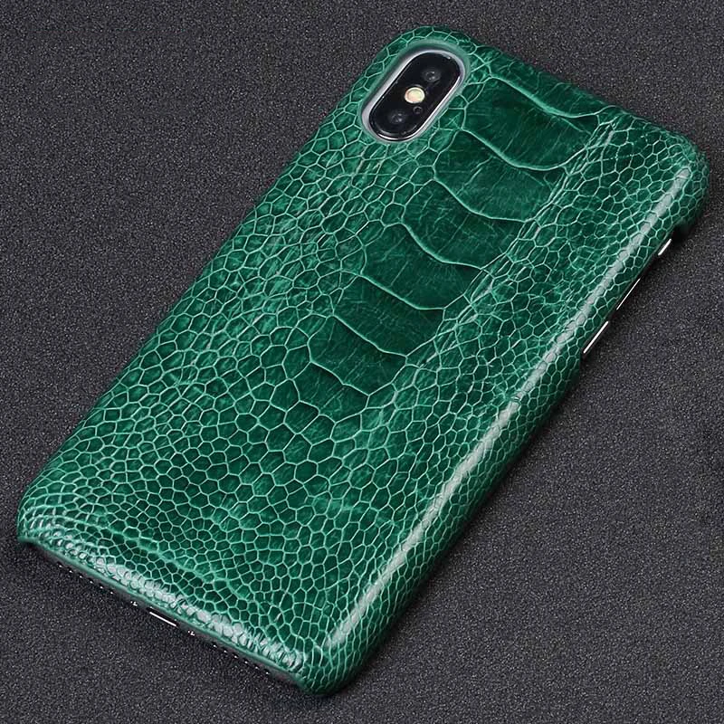 100% Genuine Ostrich Leather Phone Case for Apple iPhone X 11 Pro Max XS XR XSMAX 8 Plus 7 7plus 6s 6 5 5S SE Luxury Cover | Мобильные
