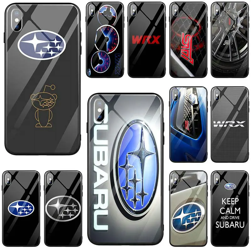 

Hot Car Subaru Logo Tempered Glass Phone Cover Cases for iPhone 5 5S SE X XR XS Max 8 8Plus 7 7Plus 6 6S 6Plus 6SPlus