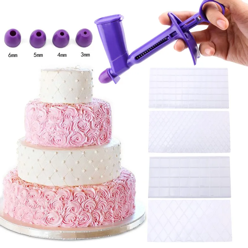 

4pcs Transparent Cake Decoration Texture Pad Bump Texture Practical Decoration Gun Creative Cake Decoration Tools Baking Tools