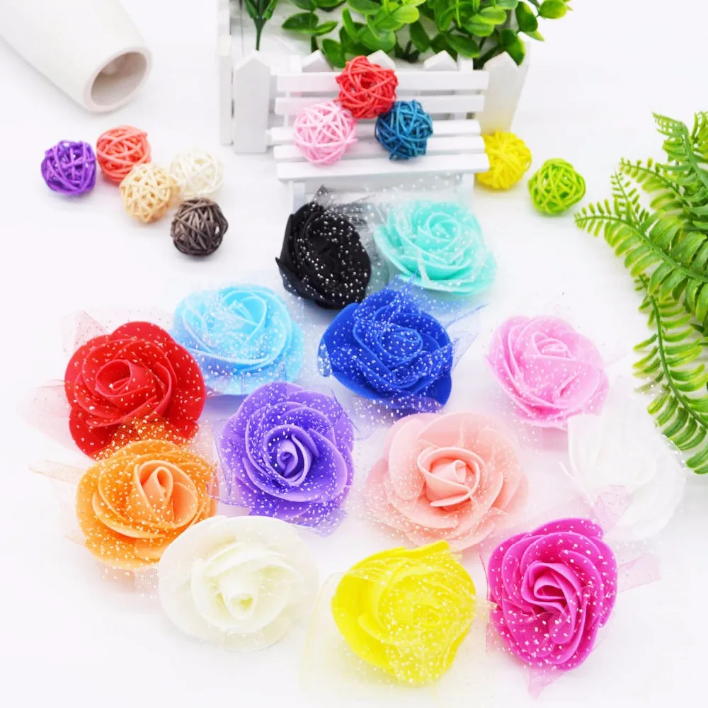 10/20/30/50/100pcs 5cm PE Foam Roses Head Artificial Flowers for Handmade DIY Wreath Wedding Decor Home Garden Supplies Rosette