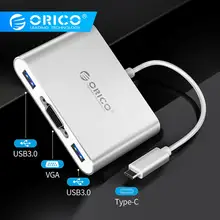ORICO Алюминиевый USB C концентратор тип-c к HDMI/VGA/USB3.0/RJ45/SD TF кард-ридер PD зарядный адаптер для ноутбуков Macbook Аксессуары