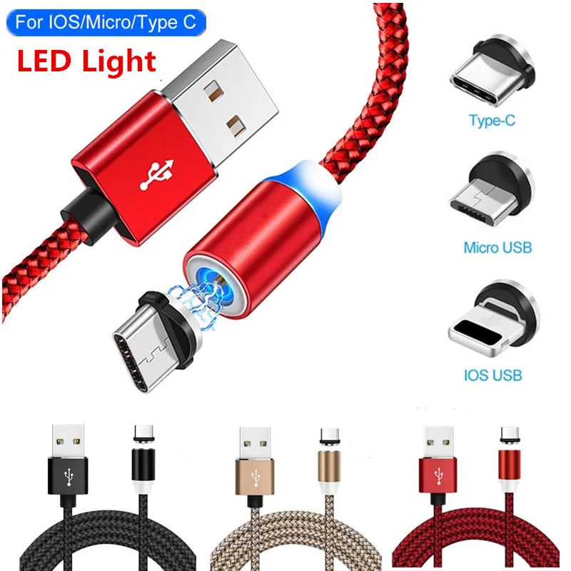 

1M Fast Charging Magnetic USB LED Cable For iphone XR XS MAX 6 6S PLUS Huawei Y5 Y6 Y7 Prime 2018 honor 20 7c 7a pro 6c 7x 6x 5x