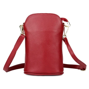 

Genuine Leather Small Crossbody Bags For Cellphones Elegant Red Ladies Shoulder Messenger Handbags Fashion Girls Designer Clutch