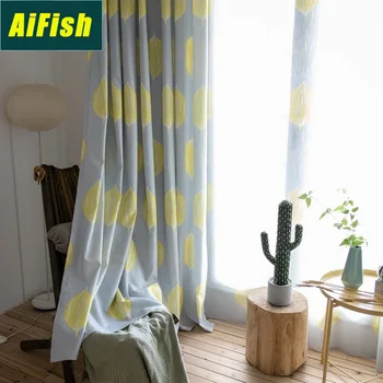

Modern Fruit Printing Living Room Curtain Yellow Lemon Cartoon Bedroom Blackout Curtain Kitchen Curtain Decoration M221-4