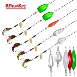 5Pcs Ties Flies Spinners Spoon Bait Metal Fishing Jigs Lure Spinnerbait Bait Artificial Lure Crankbaits Fishing