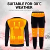 Ropa interior de invierno con forro polar, conjunto de ropa interior térmica con calefacción por USB, camisetas y pantalones eléctricos con batería para esquí ► Foto 2/6