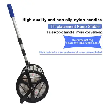 

Tennis Balls Retriever 125 Capacity Basket Stainless Steel Tennis Ball Pick Up Hopper Picking Machine Tennis For Trainer Tools