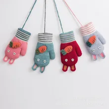 Sheng qi зима стиль Вязаный милый редис сумка Абердин Дети плюс бархат Холтер теплые перчатки источник от производителя