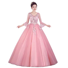 Новинка года, Пышное Платье с длинными рукавами, кружевное платье с цветочным принтом, платье на выпускной, большие размеры