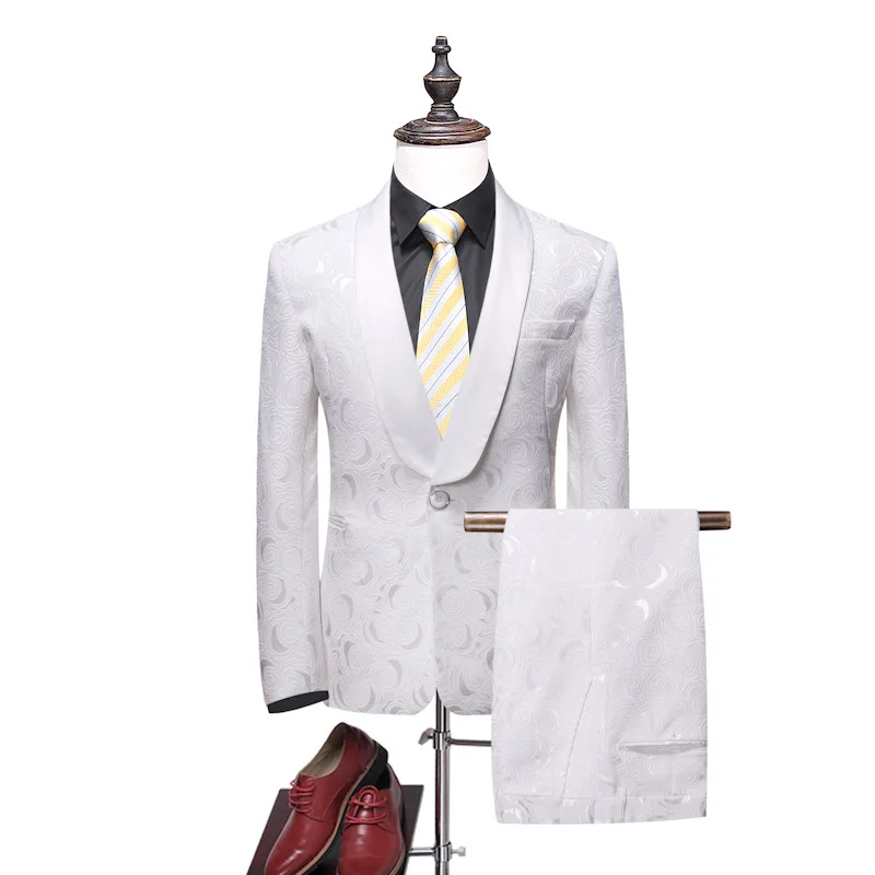 

2020 Spring and Summer Trend New Style Flower Type Jacquard Men Casual Single Breasted Suit