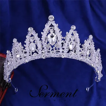

SERMENT Baroque Crystal Water Bridal Jewelry Sets Rhinestone Tiaras Crown Necklace Earrings for Bride Wedding Dubai Jewelry