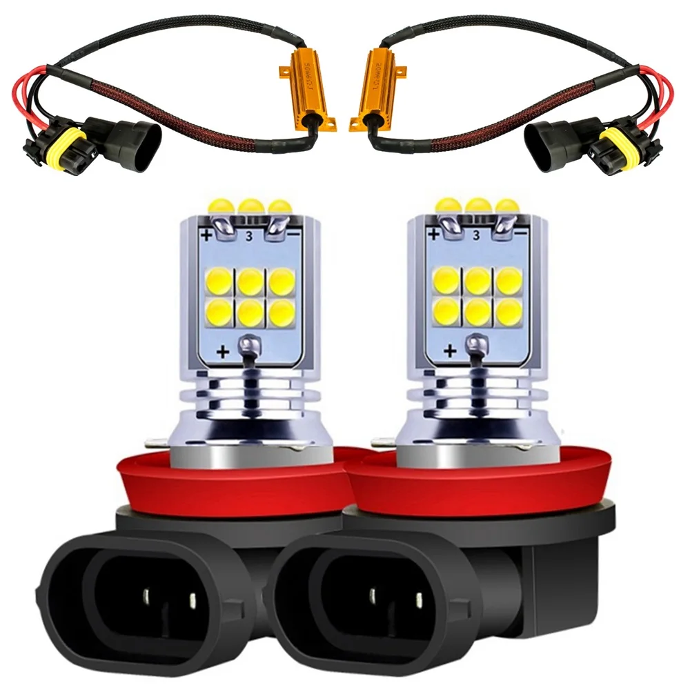 2PCS H8 H11 LED Car Anti Fog Lights Auto Driving Light With Canbus Decoder Load Resistor For Skoda Octavia 2010-2014 | Автомобили и